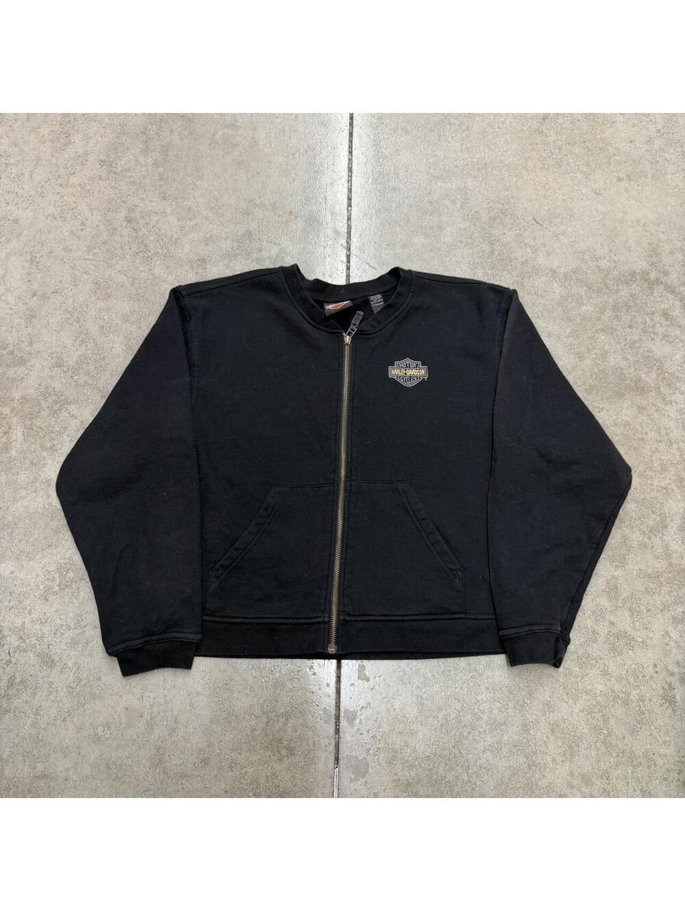 vintage harley davidson black zip up sweatshirt size large WOMENS
